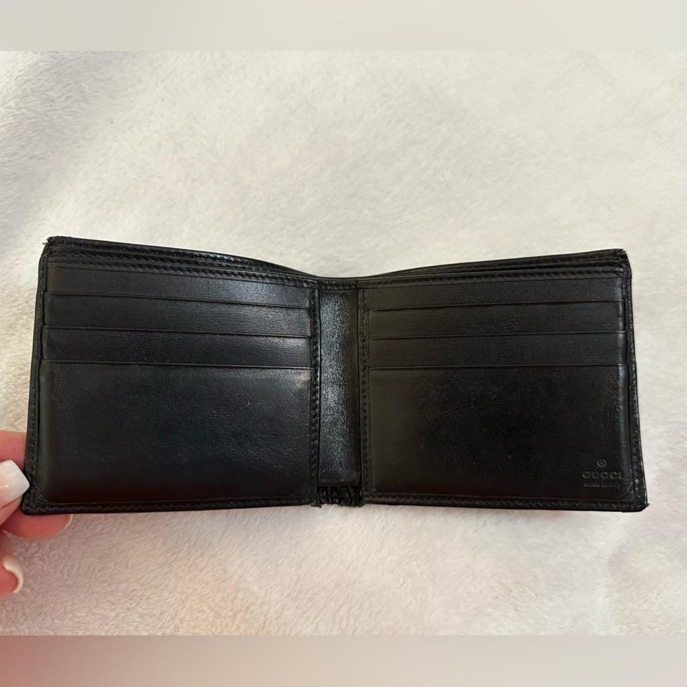 MEN'S GUCCI GG MONOGRAM LOGO CANVAS LEATHER BIFOLD WALLET CLASSIC RACING STRIPE - Picture 11 of 14
